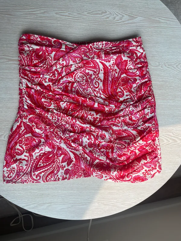 ZARA PATTERNED LINEN BLEND MINI SKIRT - Image 2