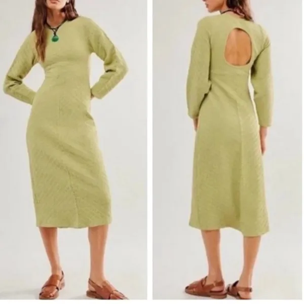 NWOT Free People Gabby Seamless Midi Dress in Dried Aloe M/L - Image 3