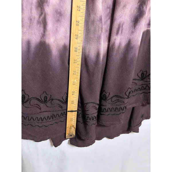 Tie Dye Midi‎ Dress Cover-Up Womens OSFM Purple Embroidered Boho Hippie Festival - Image 9