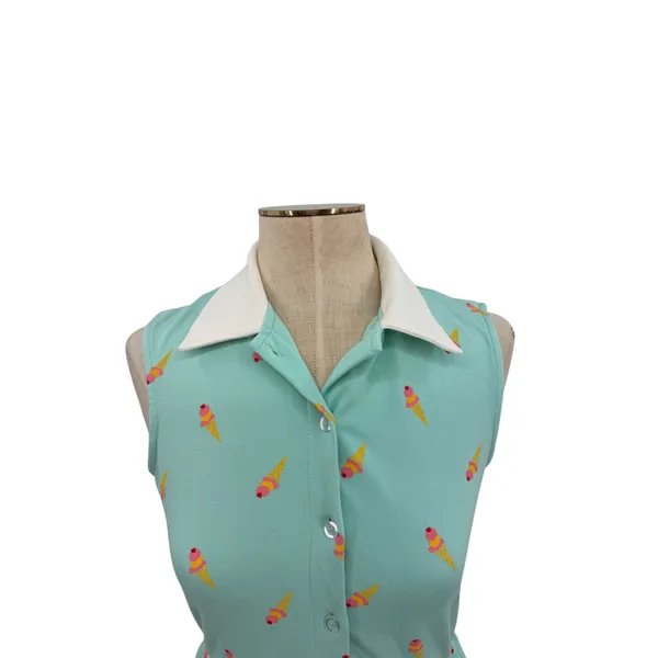 Unique Vintage Josie Ice Cream Print Sleeveless Fit Flare Dress‎ Blue Size Small - Image 4