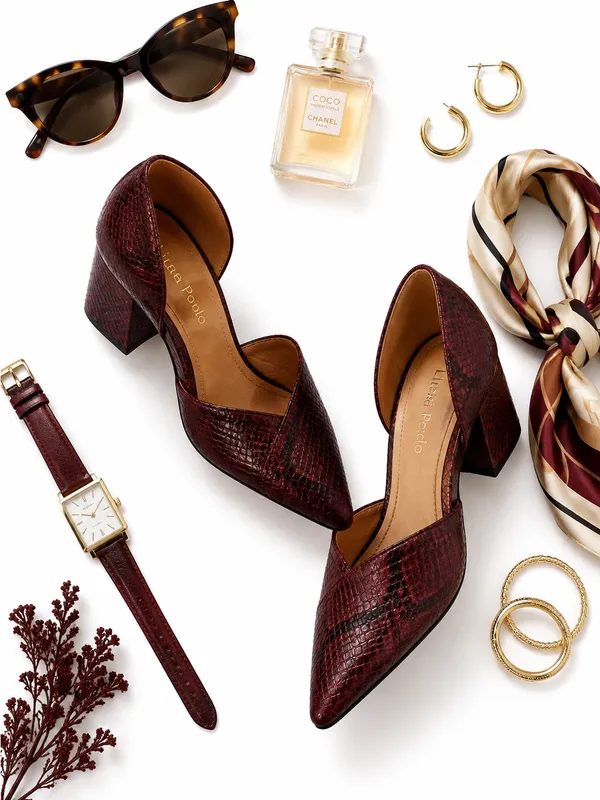 Linea Paolo Cache Burgundy Snakeskin D’Orsay Block Heel Pumps Women’s 5 NWOB - Image 14