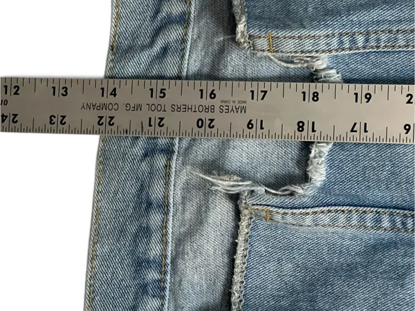 Princess Polly S/M Oversized Distressed Denim Jacket Light Wash Raw Hem - Image 8