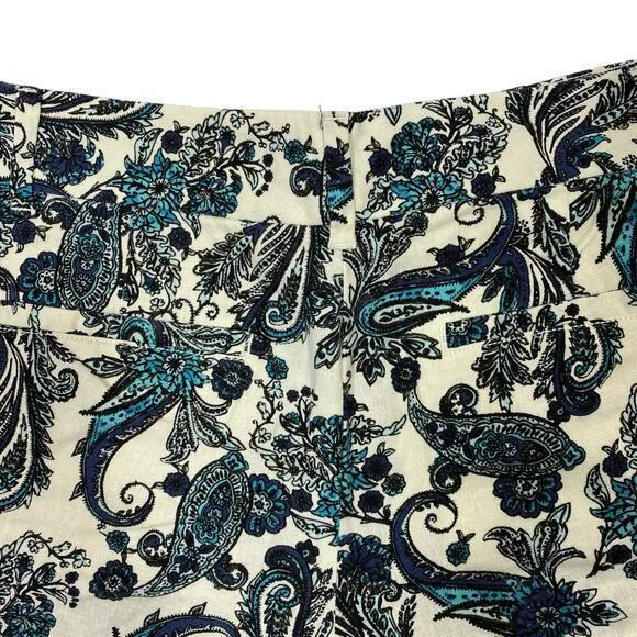 Linen Blend Preppy Shorts 6 Paisley Vacation Dressy Chino Garden Boho‎ Garden - Image 5