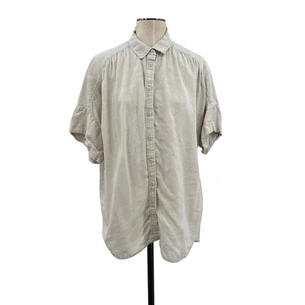 J. Crew Relaxed-fit short-sleeve Baird McNutt Irish linen shirt Beige XL Tall‎ - Image 3