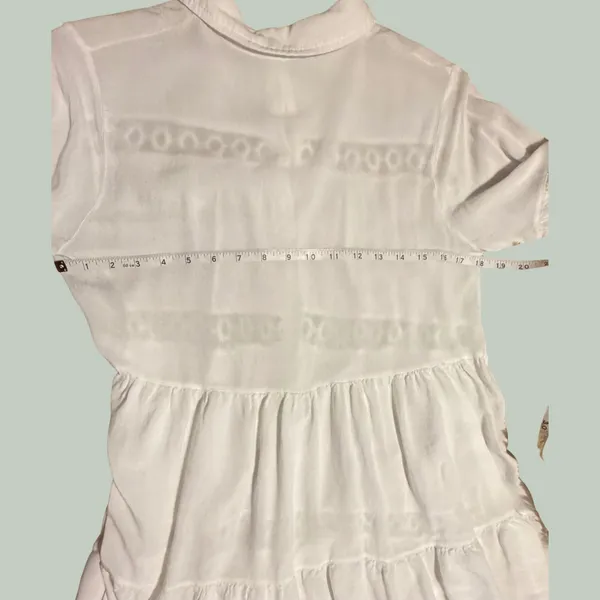 Boho White Tiered Button‎ Down Tunic Crochet Lace Bell Sleeve Top - Image 7