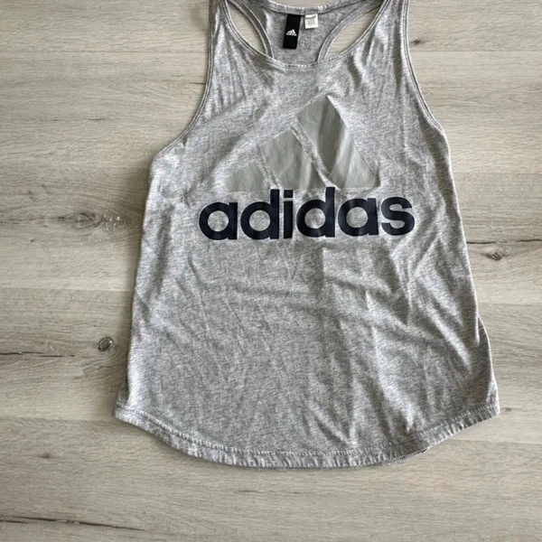 Adidas Logo Racerback Tee Gray M EUC - Image 3