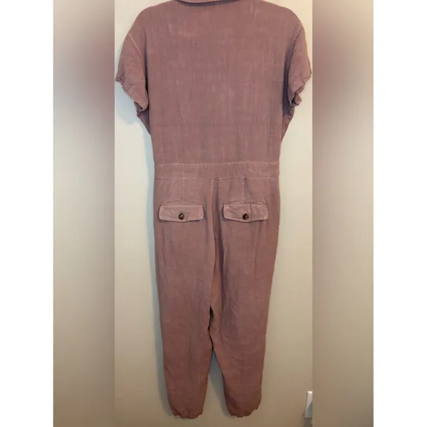 Free People Linen Blend Utility Jumpsuit Mauve Pink XS - Image 2