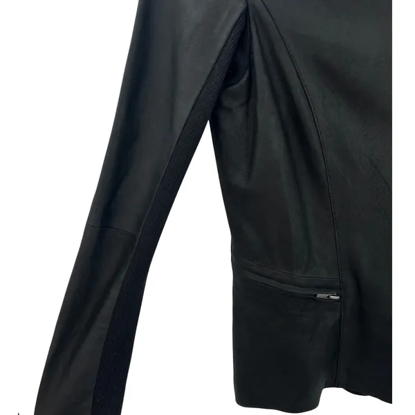 VEDA Black Lamb Leather Asymmetrical Moto‎ Biker Peplum Jacket Womens Sz Small - Image 5