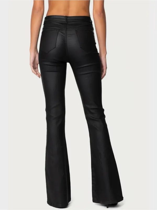 Edikted Black Flare Vegan Leather - Image 4