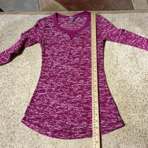 Vanity Essentials Womens Gorpcore‎ Granola Girl Space Dye Waffle Thermal Top M - Image 3