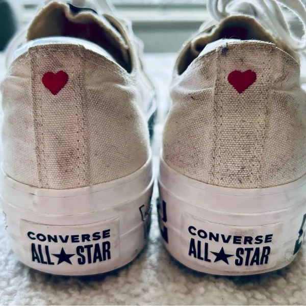 Converse platform shoes. Love fearlessly on the side & small heart on the back. - Image 6