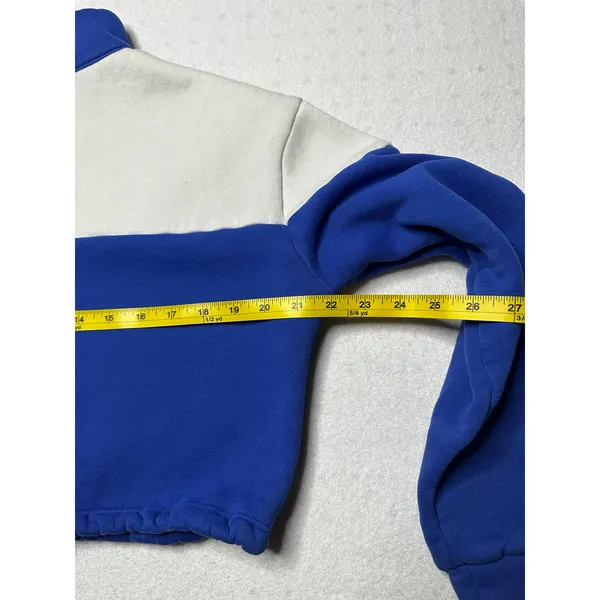 Princess Polly Cropped Half-Zip Pullover Sweatshirt – Women’s US 6 – Blue White - Image 4