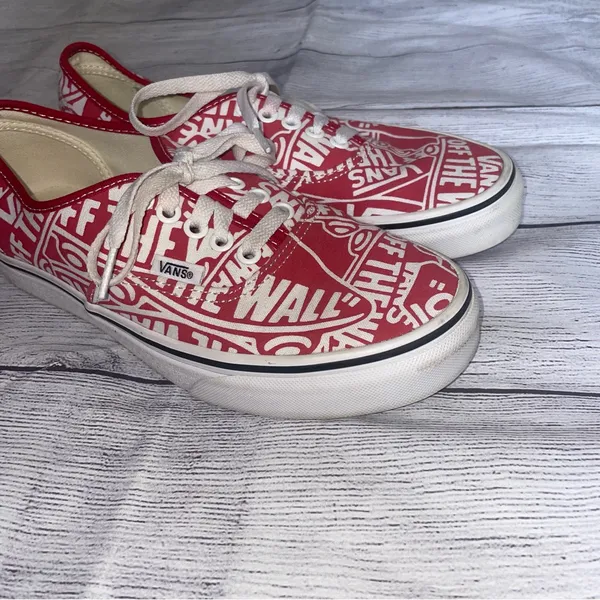 Vans Authentic Red and White Graphic Sneakers - Image 4