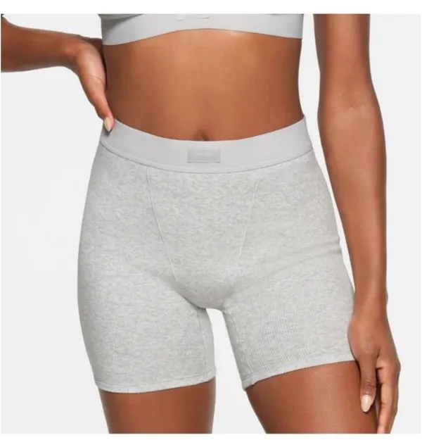 Skims Cotton Rib Tank and Shorts in Grey - Image 2