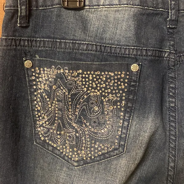 V Christina Rhinestones Embroidered Denim Jeans - Image 3