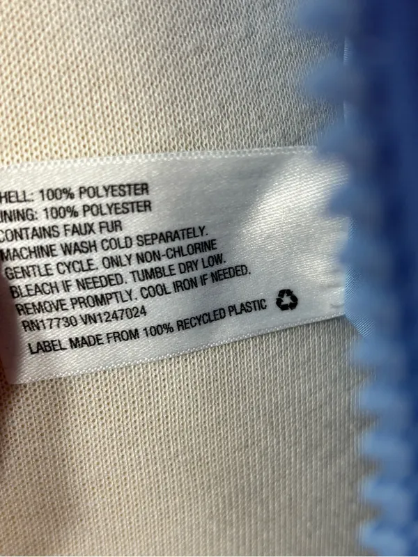 Sandy Liang Cream Sherpa Fleece Gingham Zip Jacket M - Image 6