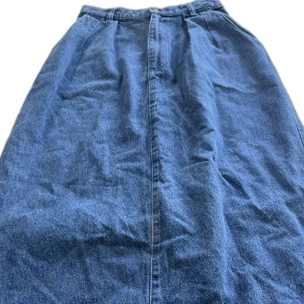 Denim Maxi Skirt Size 6 Pockets Pleated Vintage Made Is USA Y2K 90S - Image 4