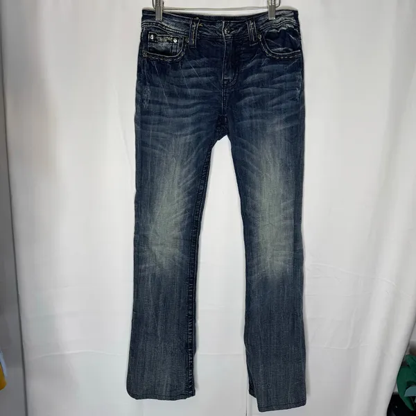 Miss Me Mid Rise Bootcut Jeans 31 Embellished Flap Pockets - Image 4