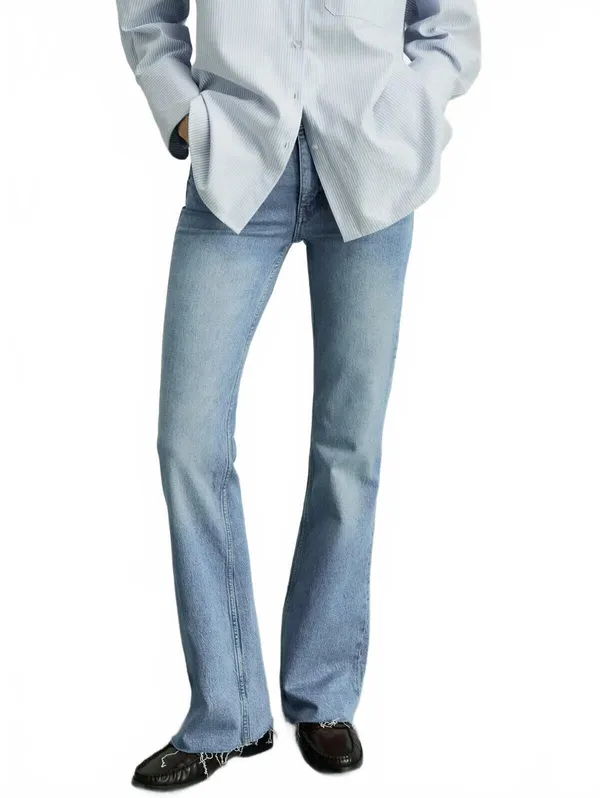 Mango Fiona Flared Mid-Rise Jeans NWT Medium Blue Size 0 (EUR 32) - Image 4