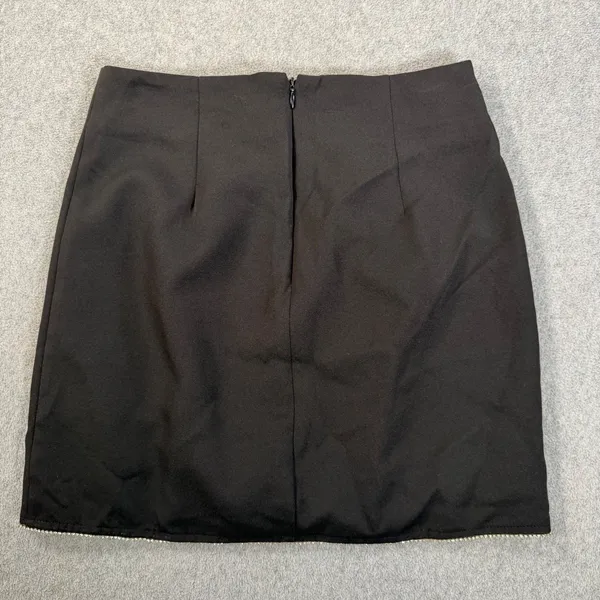 Cloud Ten Rhinestone Studded Mini Skirt Size Small Black Slit New - Image 7