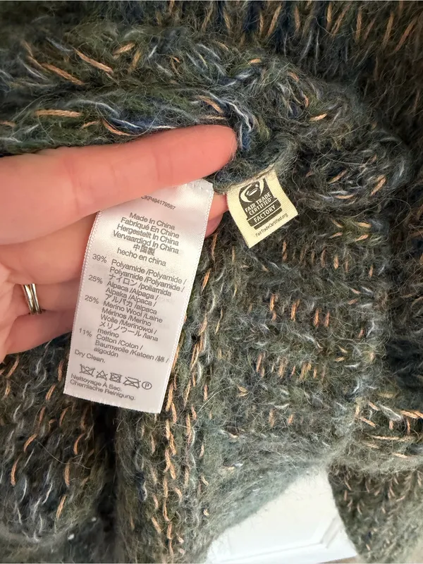 Madewell Alpaca Merino Wool Fuzzy V-Neck Chunky Knit Sweater‎ Size S - Image 4