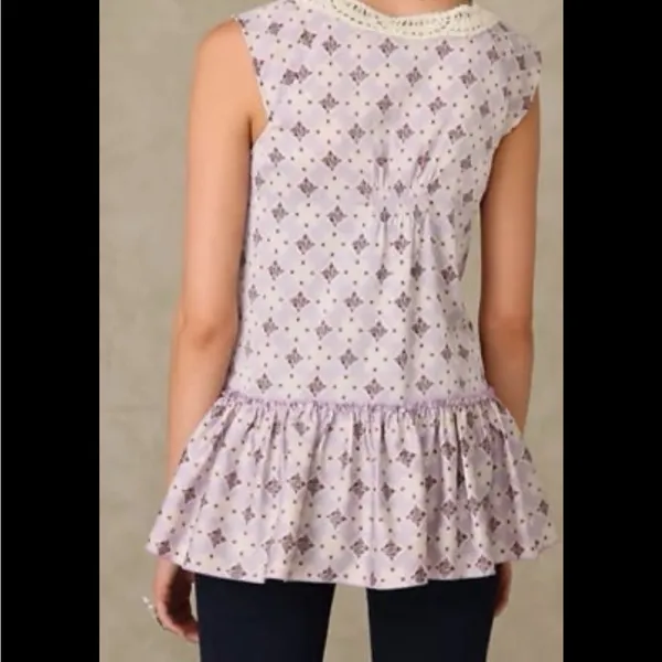 Free People Diamond Print Embroidered Mini Dress/Tunic. Size 4 - Image 2
