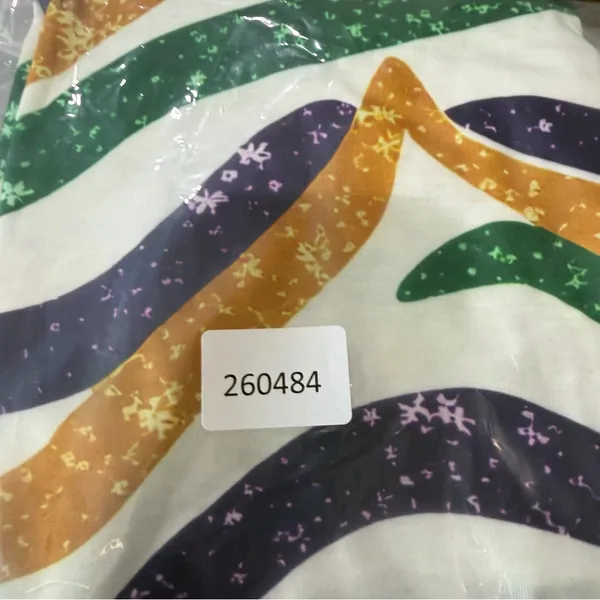 Women's NEW Purple Green Gold Striped Short Sleeve Tee Size XL #260484 - Image 5