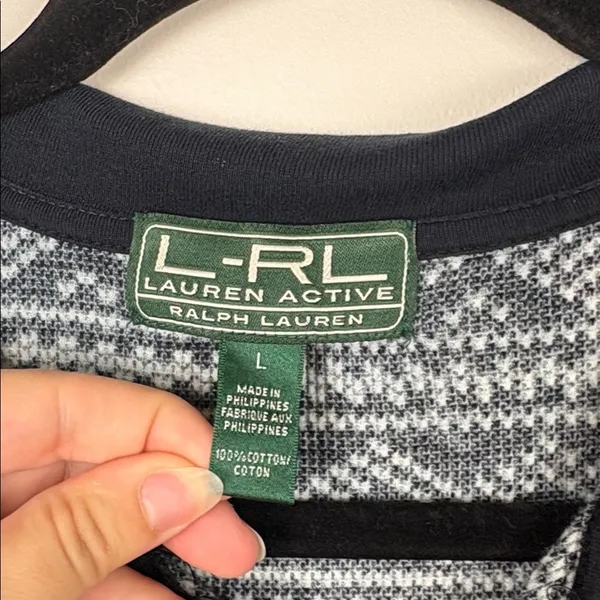 Lauren Ralph Lauren Active Quarter Zip Sweater Women’s Size Large Cotton Navy - Image 3