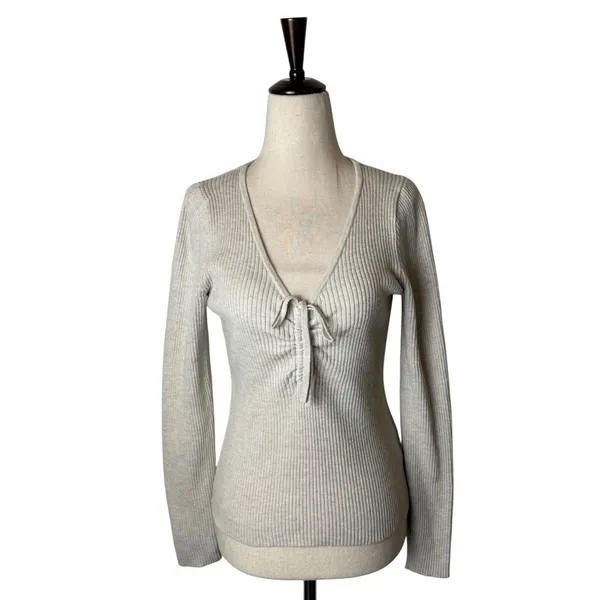 Madewell Riverbend Cinched Pullover Sweater Women Small Beige Oatmeal‎ Knit Top - Image 2