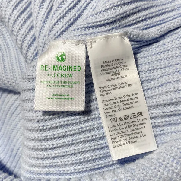 J Crew Cotton V-Neck Vented Hem Tunic Sweater AV009 Light Blue Size Medium - Image 13