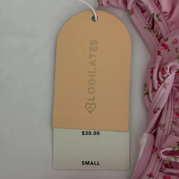Blogilates Pink Gingham Ruffle Lace Up Tank Top Floral Trim Small NWT Balletcore - Image 6