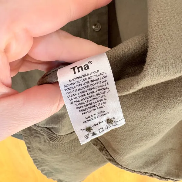 Tna Corduroy Button Down Shirt Womens 1 Olive Green Long Sleeve WRD3-2220-30 - Image 3