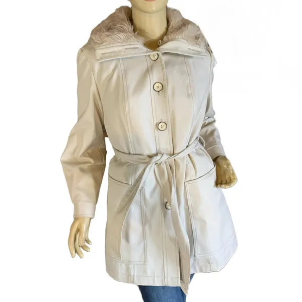 Vintage 1970'S Beige London Fog Faux Fur Lined Short Trench Coat (10) - Image 2