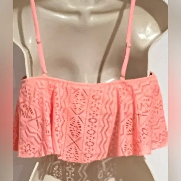 Xhilaration Melon Coral Crochet Adjustable Straps Bikini Top‎ Women’s Large - Image 5