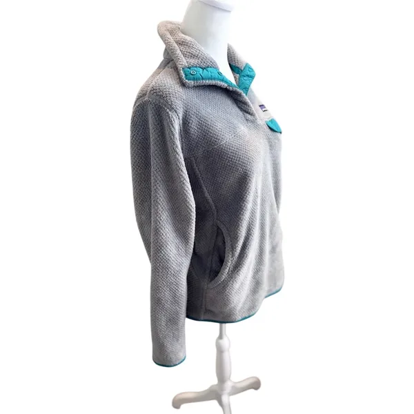 Patagonia Re-Tool Snap-T Pullover Grey Teal Fleece Womens M Hiking Gorpcore - Image 4