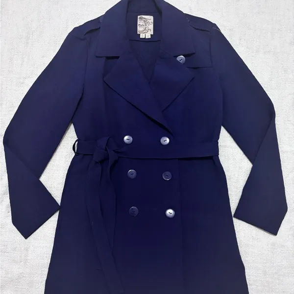 Tulle Women's Casual, Business Casual navy blue trench coat. Size‎ small - Image 2