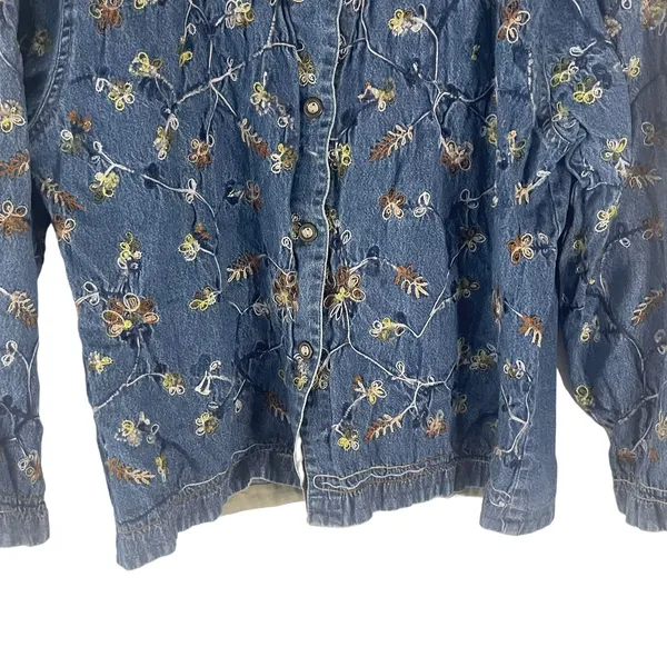 Jane‎ Ashley Vintage 90s Women's Size Large Embroidered Denim Shacket Button Up - Image 3