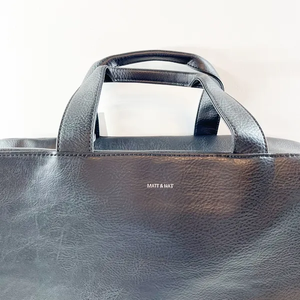Matt & Nat Vegan Leather Zip Around Travel Weekender Duffel Bag Black - Image 6