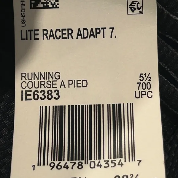 Adidas Lite Racer Adapt7 Running Black and White Sneakers size 6 - Image 12