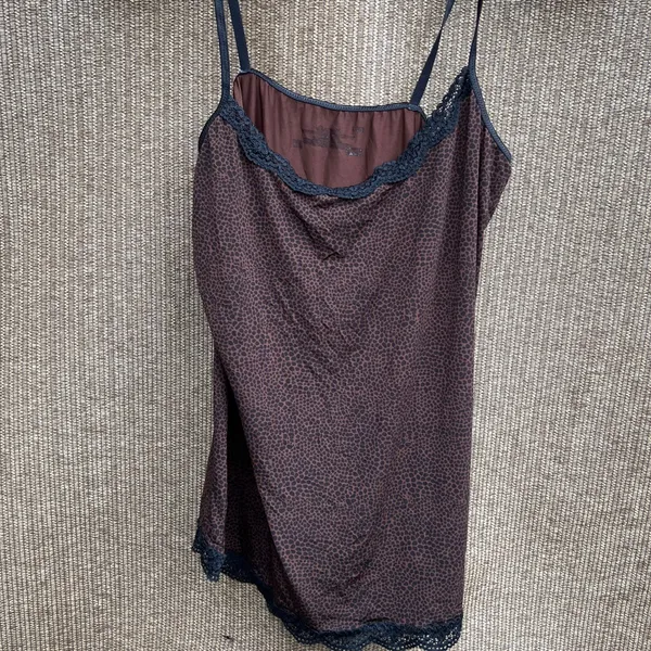 Animal Print LaceTrim Adjustable Spaghetti Strap Lounge Sleep Tank L - Image 6