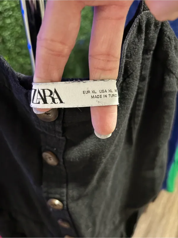 Zara Black Button-Front Wide-Strap Jumpsuit - Image 3