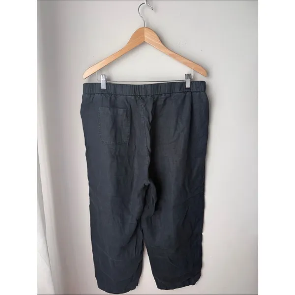 Quince Black 100% European Linen Pull On Pants XL Cropped - Image 2