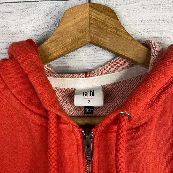 Cabi Womens Small Tangerine Deluxe Zip Up Hoodie Orange Zip Front Sweatshirt - Image 4