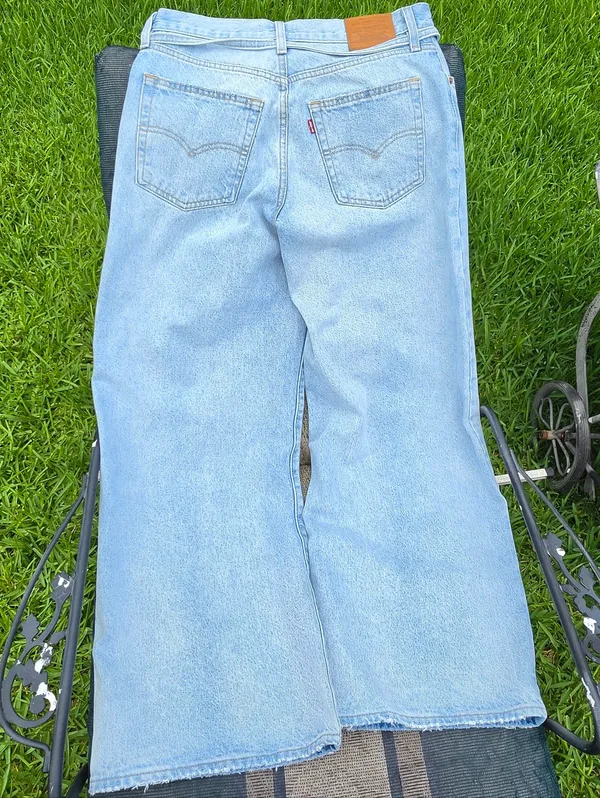 Levis Premium Womens XL Straight Jeans 28 Linen Blue Mid Rise Baggy Loose - Image 16