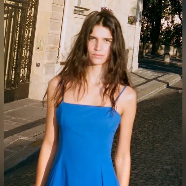Nwt Zara Blue Asymmetric Poplin Midi Dress Size Xs - Image 3