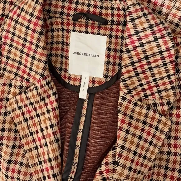 Anthropologie AVEC LES FILLES Longline Plaid Blazer Jacket Preppy Academia Small - Image 10