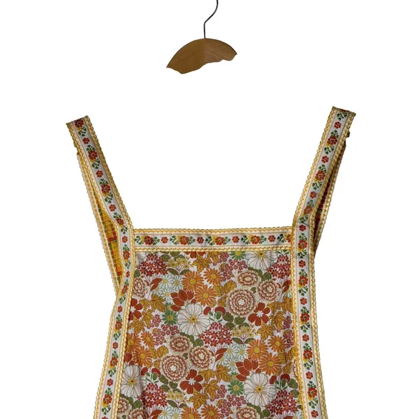 So Me Floral Romper Women Medium Orange Yellow Retro 70s Cotton Boho Cottagecore - Image 4