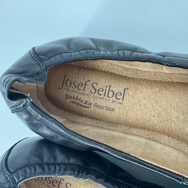 Josef Seibel Pippa Leather Ballet Flats Black Stud‎ Suede Cap Toe Size 36 US 5.5 - Image 9