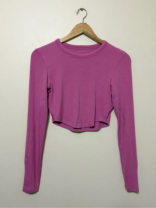 Lululemon Hold Tight Cropped Long-Sleeve Shirt Pink Purple Size 6 - Image 2