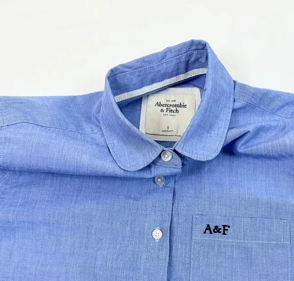 Vintage Y2K Abercrombie & Fitch Button Down Oxford Shirt - Blue Chambray - S - Image 3